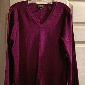 NWOT Charter Club Women's  Deep Purple 100% Pure Cashmere V-Neck Sweater